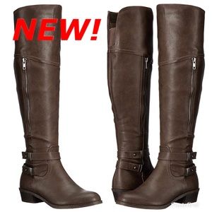 Dark Brown Indigo rd Over the Knee Vegan Boots